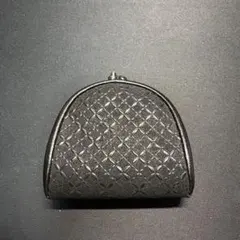 印伝屋　がま口　ブラック キルティング コインケース