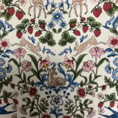 生地　動物　いちご　花　オフ白　50cm