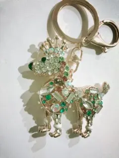 キラキラ ラインストーン　キーホルダー バッグチャーム　プードル