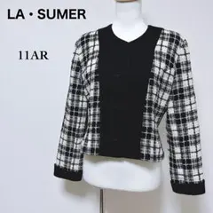 【ラシュメール】ツイード ノーカラージャケット ウール バイカラー セレモニー