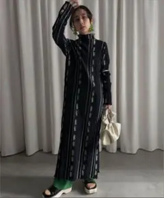 AMERI MEDI SHEER GEOMETRIC KNIT DRESS