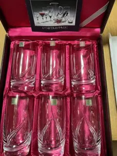HOYA CRYSTAL クリスタルカットグラス 曲線カット 6個セット