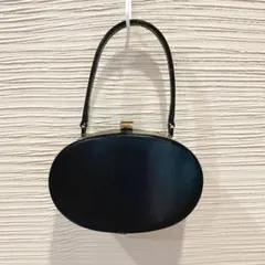 ブラック オーバル ハンドバッグ 昭和レトロ ヴィンテージ