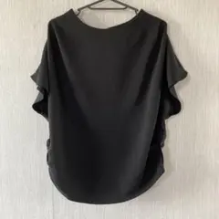 【coca】半袖 とろみツイルタックトップス　バックジッパー ブラック
