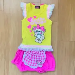 アースマジック❤️トップスのみ❣️❣️袖フリルノースリーブTシャツ半袖サテンリボン