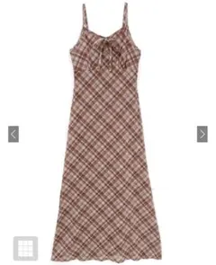 チェック柄リボンキャミソールワンピースM[dk1410]