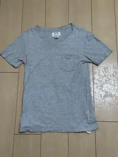 INHERIT USA COTTON Vネック ポケットTシャツ グレー M