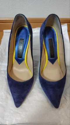 DIANA ダイアナ ネイビー スエード ポインテッドトゥ ハイヒールパンプス