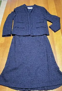 SCAPA ネイビー ツイード スカートスーツ