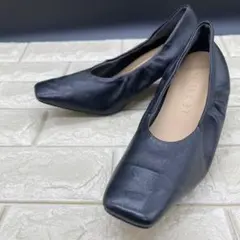 【美品】LE TALON ルタロン バレエパンプス 23 ブラック スクエアトゥ