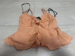 未使用 H&M オレンジ リネン風 キャミワンピース フレア 夏服