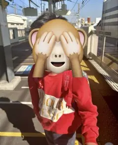 12/15まで【used】mini rodini・トレーナー・赤・ロゴ