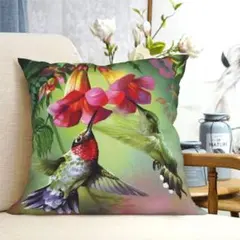 クッションカバー 鳥 花 インテリア おしゃれ カバー 正方形