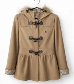 バーバリーブルーレーベル 定番ダッフルコート ファー付 38