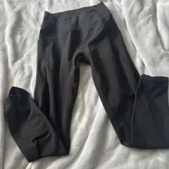 ブラック ハイウエスト レギンス サイドポケット付き