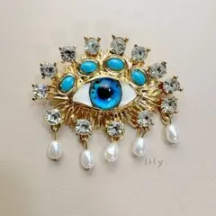 【ブローチ】悪魔の目 ＊ 青い瞳 ターコイズブルー 10-1