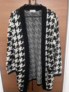 ハウンドトゥースパターン カーディガン 千鳥格子