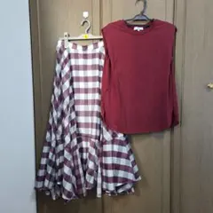 Mystrada シアーチェックスカート×カットソー　2点セット