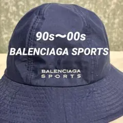 90〜00s BALENCIAGA SPORTS バケットハット 刺繍ロゴ 紺Mのサムネイル