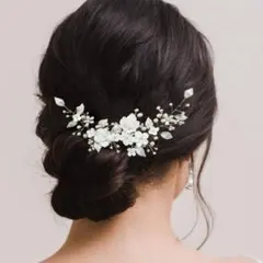 フラワーヘッドドレス シルバー パーティー ビジュー 和装 結婚式 披露宴のサムネイル
