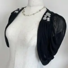 定9800円♪百貨店 ぽわん袖 パーティドレス用 ボレロ ブラック 黒 36 M