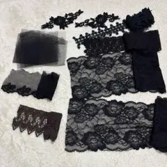 黒レースセット　2m以上もあり　ハンドメイド　リメイク