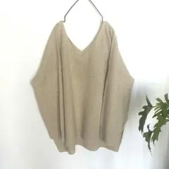 Spick &spanウールカシミヤベージュ Vネック オーバーサイズセーター