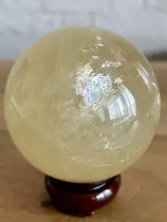 ✨キラキラ虹入✨ハニーカルサイト　スフィア　78mm ハニーイエロー　丸玉