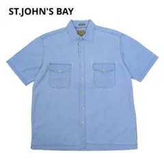 00s ST.JOHN'S BAY コットン シャツ 半袖 ライトブルー M