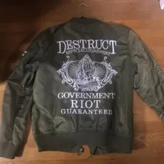 DESTRUCT MA-1ジャケット M 刺繍　usミリタリー　カーキブルゾン