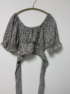 ヒョウ柄フリル袖オフショルダー