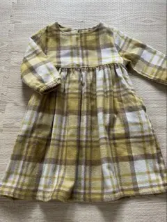 ペアマノン　チェック柄 長袖ワンピース 90