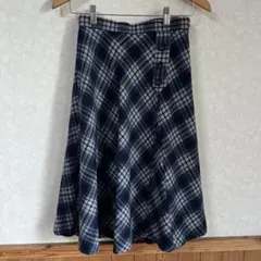 ネイビー ホワイト ブラック チェック フレアスカート ILC