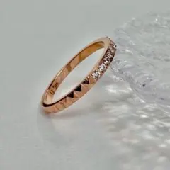 ピンクゴールド 11号 US6 3way Studs Zirconia Ring