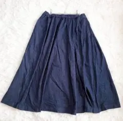 ムジルシリョウヒン フレアスカート デニム インディゴ M-L ゆったり