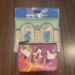 ディズニー　パークチケット柄　ミニポーチ　グーフィー