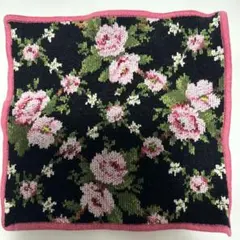 フェイラー　花柄タオルハンカチ　ブラック