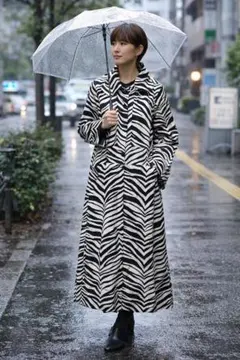 ゼブラ柄 ロングレインコート フリーサイズ ロング レインコート