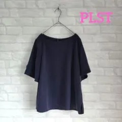 PLST プラステ フレアスリーブ ブラウス ネイビー M　半袖　夏のサムネイル