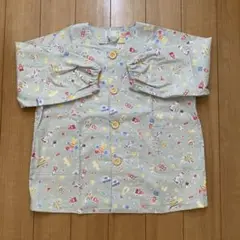 No5　宇宙と飛行機柄♪ハンドメイド 長袖スモック 前開き 110