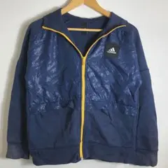 10s アディダス ジップパーカー 紺 黄 ジャージ トレーニング 古着