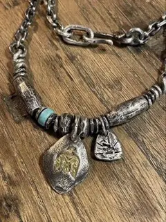 イーグルチャーム ネックレス/ナバホ族 ヴィンテージ風 金鷹