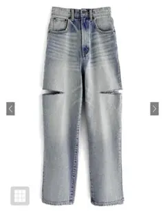 GRL スリットデニムワイドパンツ cu420 ブルー