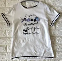 Mezzo pianoJunior　リボン刺繍 白半袖 Tシャツ 160
