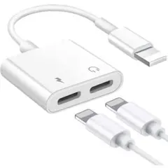 iPhone イヤホン変換アダプター　Lightning3.5mm充電同時音楽