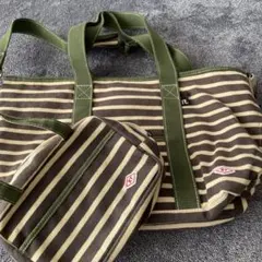 ストライプトートバッグ 大きめ キャンバス