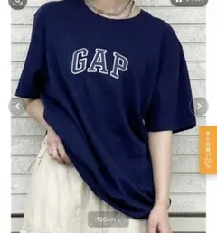 GAP ネイビー ロゴ刺繍 半袖Tシャツ L