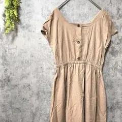 オファロ　フレンチスリーブワンピース　フレア　ハーフボタン