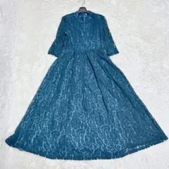 美品✨ LACE LADIES ロングワンピース 総レース Aライン ドレス M