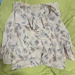 ナイスクラップ 花柄フリルブラウス 七分袖